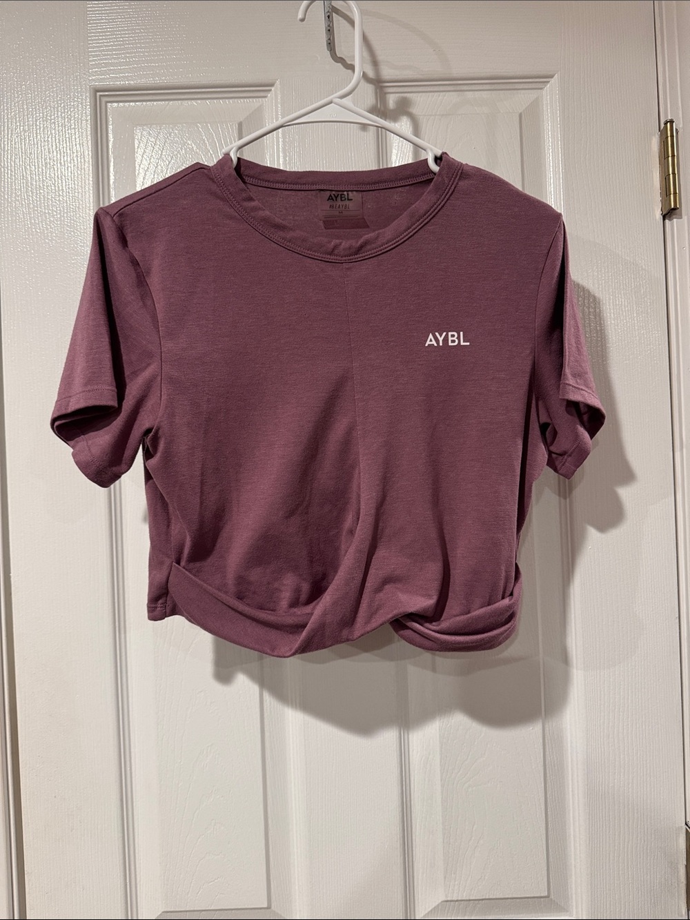 AYBL Twist Front Crop Tee in Mauve